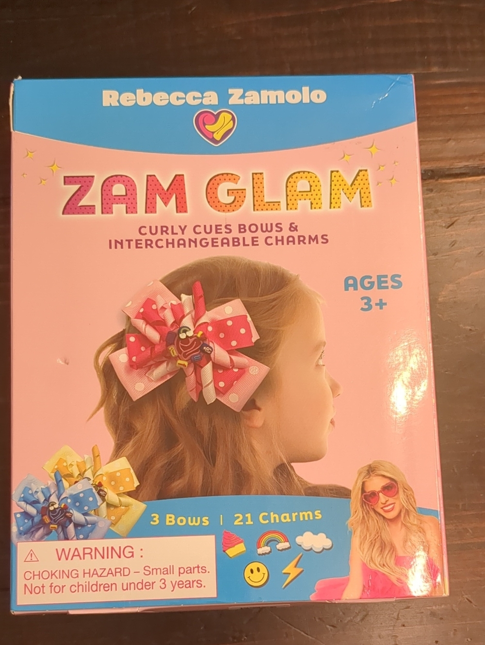Zam Glam Curly Cues Bows & Charms - Pink